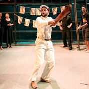 Aaron McGrath as Unaarrimin, Johnny Mullagh, in the play Black Cockatoo